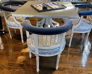 Dominos, library, books, square custom table