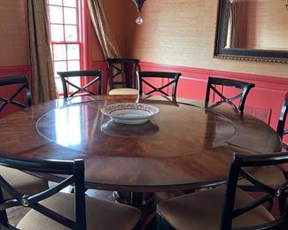 Round Dining Table, mirror, dining chairs