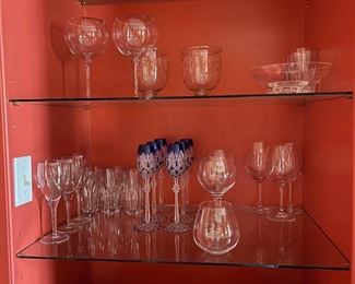 Glassware, china, wine glasses, crystal