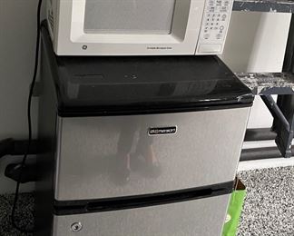 Microwave, mini refrigerator