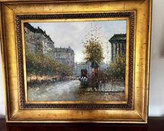 Oil painting French street scene