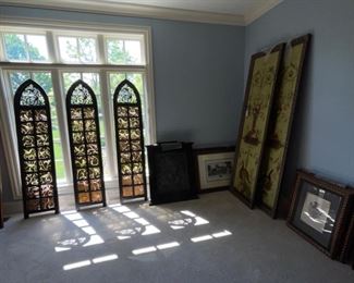 Wood and glass set of panels