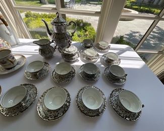 Beautiful and unusual silver glazed tea set