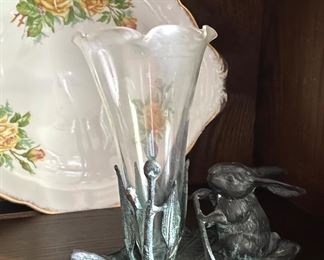 Cute Pewter Bunny bud vase