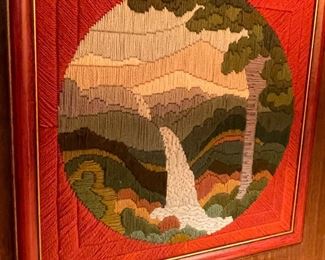 Yarn art of a watterfall