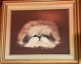 Original dog portrait signed