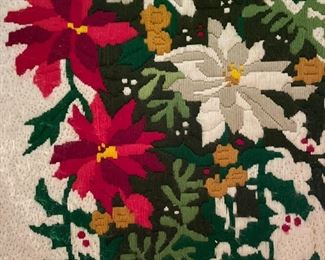 Framed Poinsetta embroidered art