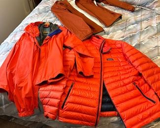 Patagonia puffy jacket & 2 rain coats