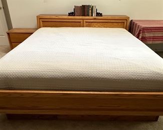King size mattress and oak frame