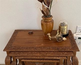 Carved Asian nesting tables