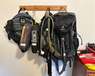 Lots of hiking bags