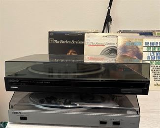 Record players and retro record albums 