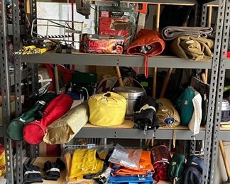 Mess Kits, wool blankets, tent, chairs