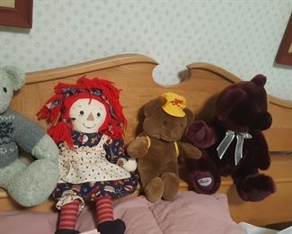 Stuffed animals and Raggedy Ann