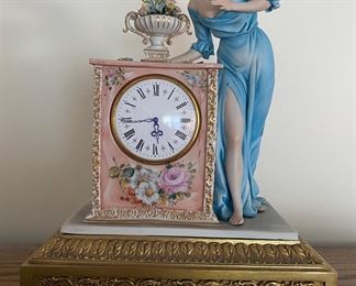 Vintage Figural Porcelain Tiche Capodimonte Clock