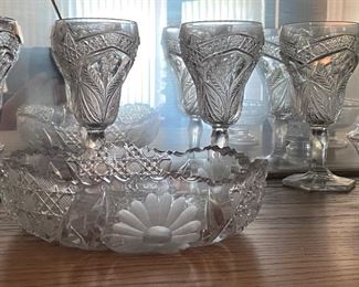 Assorted Pressed Glass Goblets