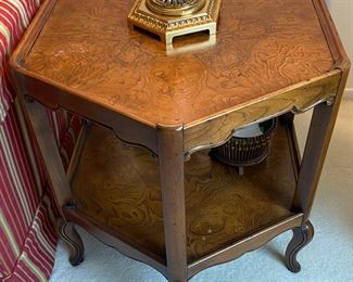 Pair of French Provincial Burlwood End Tables