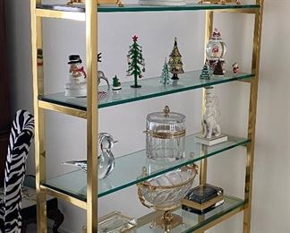 Mid-century Brass and Glass Shelf Unit