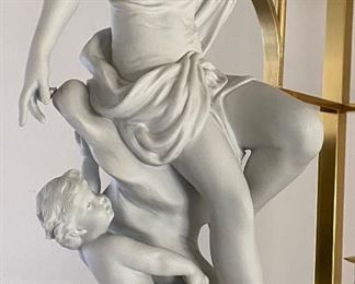 Lare Neoclassical Porcelain Marbro Statue
