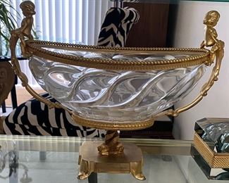 Brass and Glass Marbro Neoclassical Center Bowl