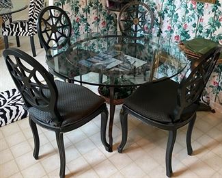 Maitland Smith Glass Top Table and Chairs