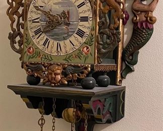 Ornate Metal and Wood Neoclassical Wall Clock