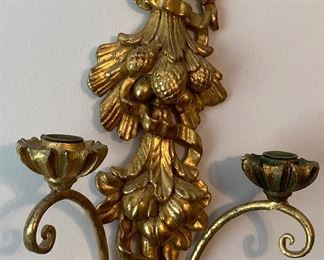 Brass Neoclassical Candle Sconces