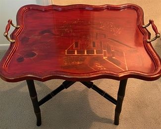 Castillian Imports Oriental Serving Tray with Stand