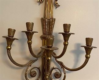 Brass Neoclassical Candle Sconces