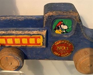 Wooden Snoopy Fire Truck