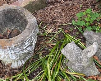Assorted Cement Planters and Decor