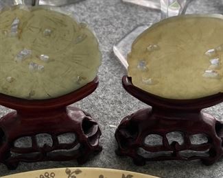 Small Pieces of Carved Jade with Stands