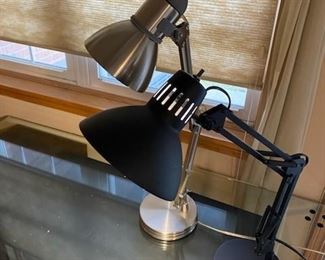Silver and black desk lamps