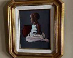 Oil painting, young black boy