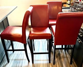 4 Burgundy Red Bar Height Stools
16.75”w x 17d x 46.5h (27”floor to seat) $39ea
$156 for all 4