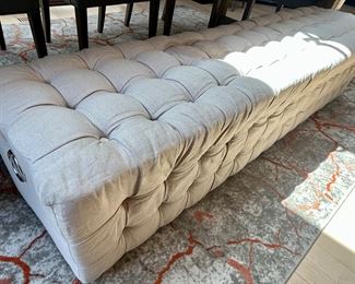 Art Van Button Tuck Oatmeal Upholstered Bench 79”long x 17.5d x 17h $150