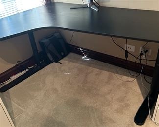 IKEA pedestal legged Black Desk/ Work Surface 63”w x 43”d x 28h $115 like new condition. 
New catalog pricing photo next
