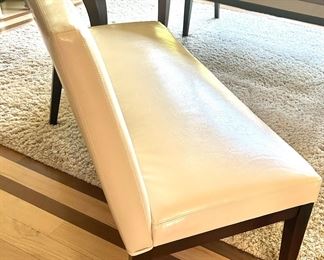 (2)Pier One Cream Leather Cutout Banquettes $395 ea; 46”w x 20.5d x 35.5h (18” floor to seat) 

