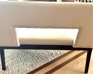 (2)Pier One Cream Leather Cutout Banquettes $395 ea; 46”w x 20.5d x 35.5h (18” floor to seat) 
