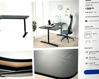 IKEA pedestal legged Black Desk/ Work Surface 63”w x 43”d x 28h $115 like new condition. 
New $400