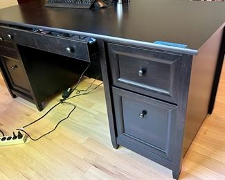 65”w x 29.5”d x 30”h Black Solid Back Desk with 2 file drawers (5 )drawers total $125