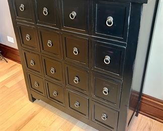 16 drawer black wood cabinet 
36w x 16d x 39”h $75
