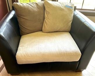 53w x 36d x 32h (20” floor to seat) oversized chair $225
40 x 29 x 18”h footrest $75