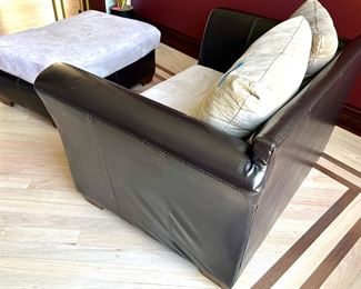 53w x 36d x 32h (20” floor to seat) oversized chair $225
40 x 29 x 18”h footrest $75