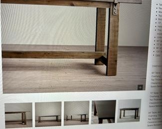 Restoration Hardware, ZINC TOP Rectangle, Dining Table with Wood Legs, 10’ long x 39.5 “w x 31”h - see Description $2500