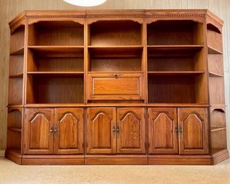 Large Wood Wall Cabinet with Corner Shelf Displys