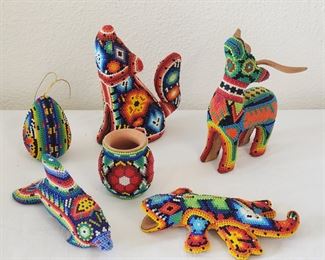 Mexican Huichol beaded figurines