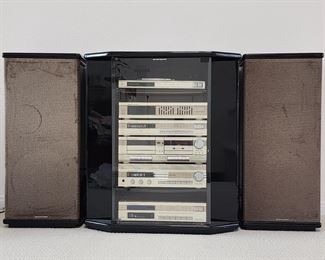 Vintage Marantz Collector's Edition stero system in cabinet plus floor speakers. TT 2462 belt drive turntable, EQ 2292 equalizer, TR 2242 tuner, DA 2452 cassette player, IA 2232 amplifier, DC2482 CD changer