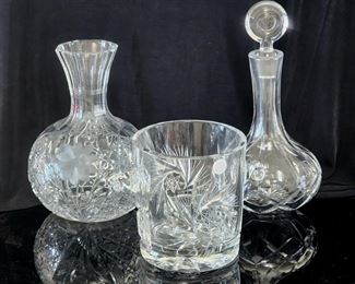 Cut crystal vase, ice bucket, decanter