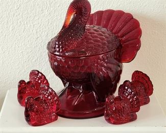 Williams Sonoma turkey candy dish and candle holders